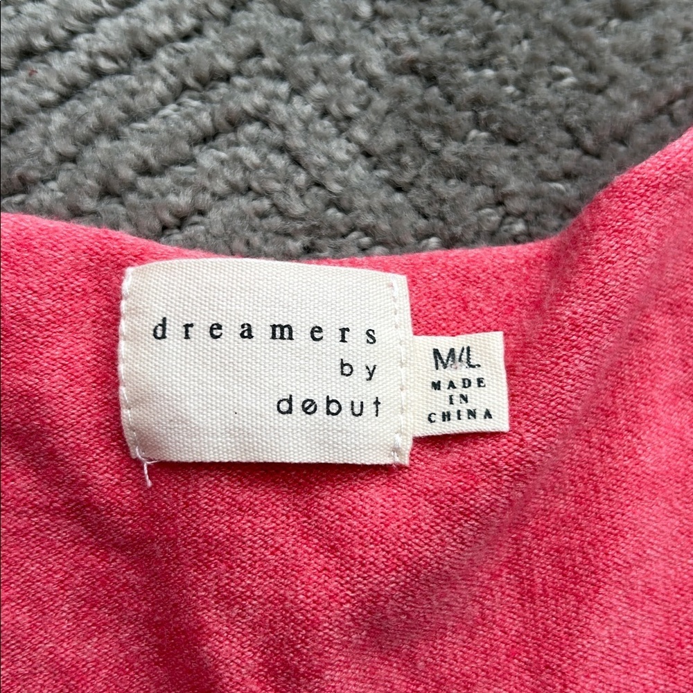 Dreamers by Debut Women's Red Rose Sweater Pullover Cozy V Neck Size M/L - Picture 2 of 10